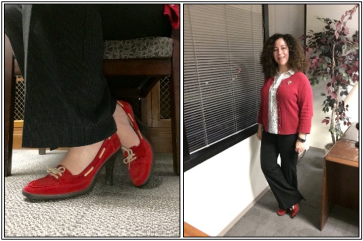 Day 8 - red suede loafer style pumps